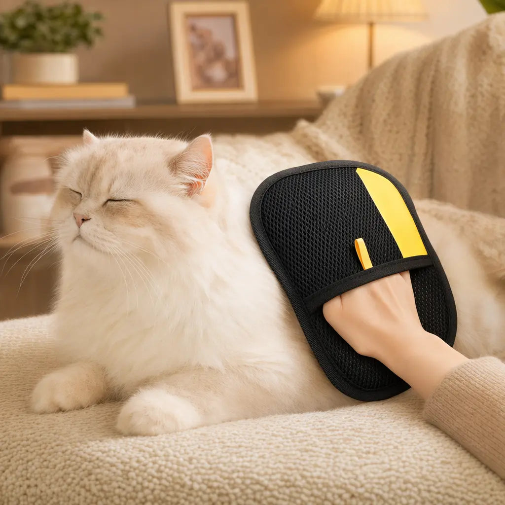 [Upgraded] Pet Hair Removal Glove for Cats & Dogs, Reusable Electrostatic Fur Remover Mitt, Large Grooming Glove for Couch, Furniture, Carpet & Car Seats, Includes Cat Keychain