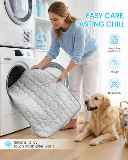 Extra Large Cooling Dog Mat 47"X32" for Large Dogs & Cats – Self Cooling, Breathable & Washable Summer Pet Pad
